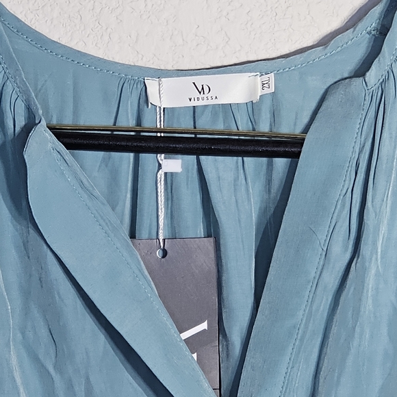 Vidussa Maxi Dress w/ Pockets, Sage Green, V-Neck, Short Sleeves NWT SZ 2X - Picture 4 of 13